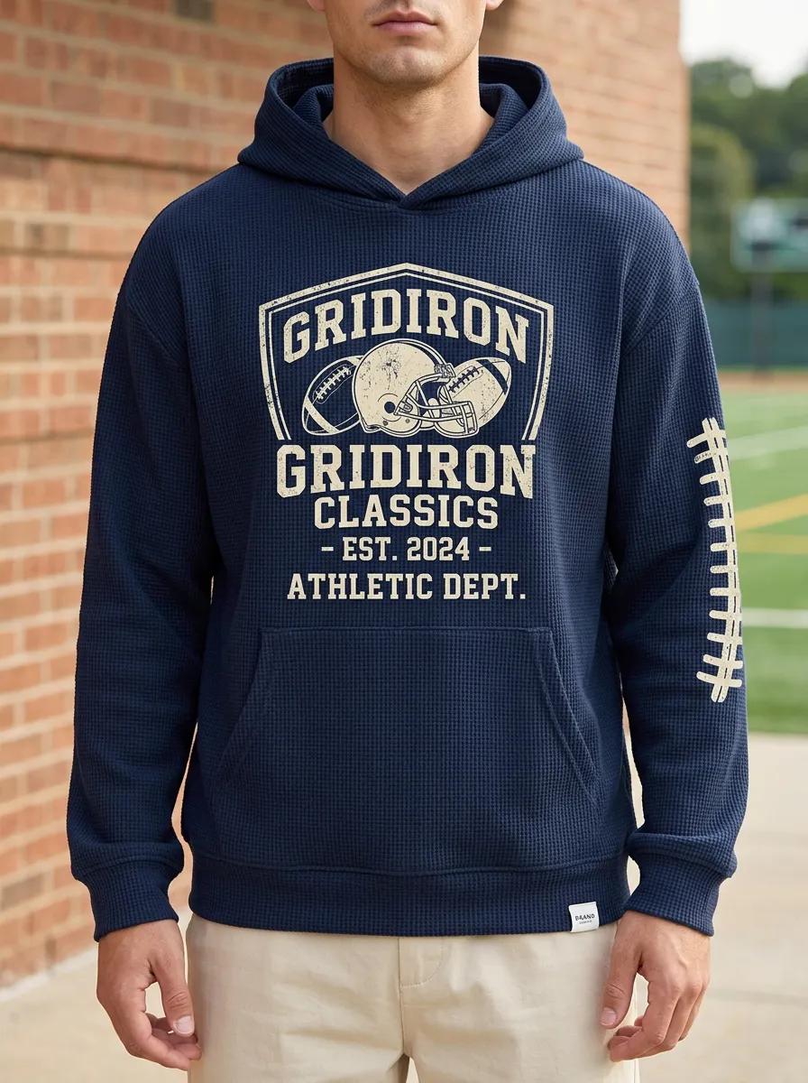 Men's American Football Gridiron Classics Printed Waffle Hoodie