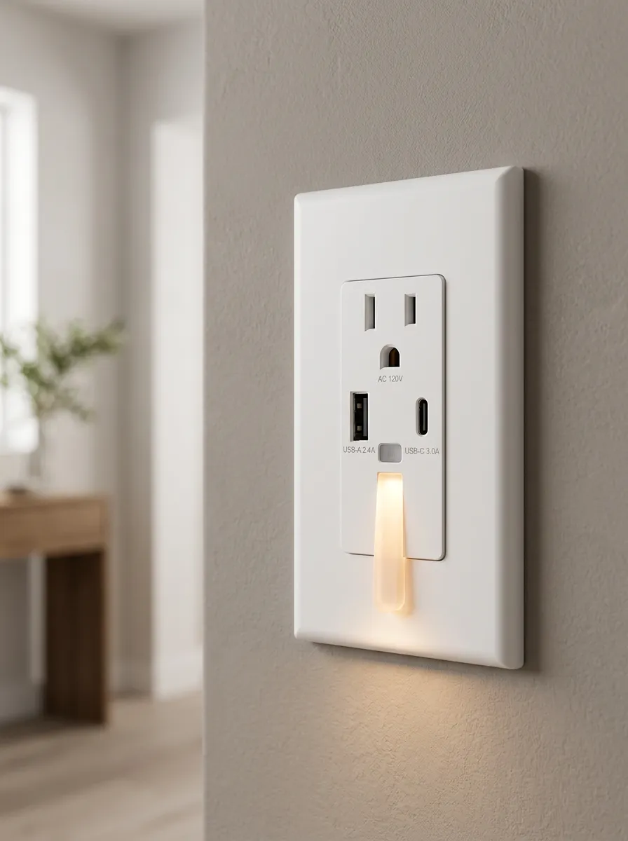 USB Charging Warm Light Printed LED Outlet Cover