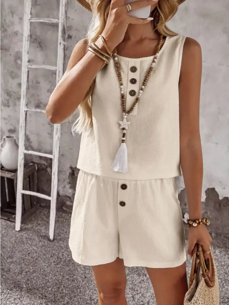 Refined Cotton Tank and Shorts Matching Set