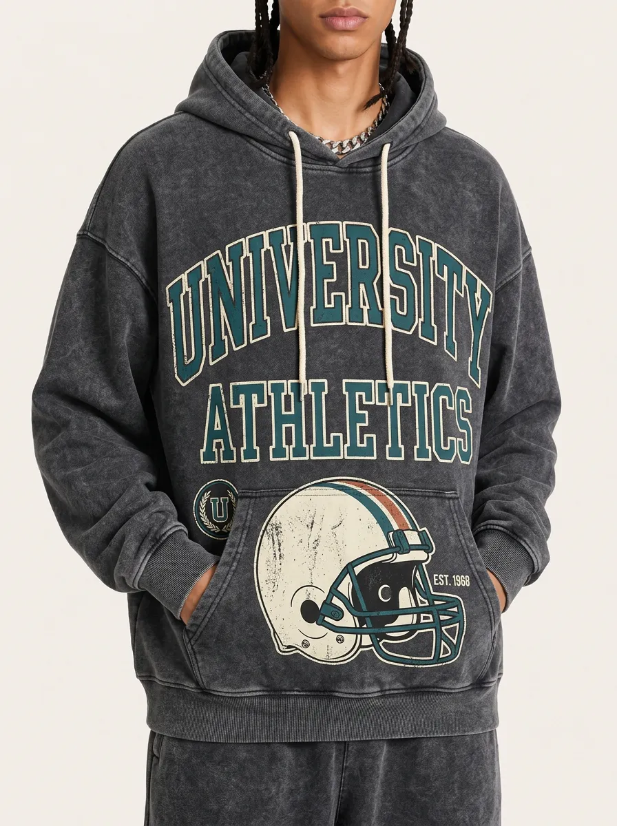Men's Acid-Wash Graphic Hoodie