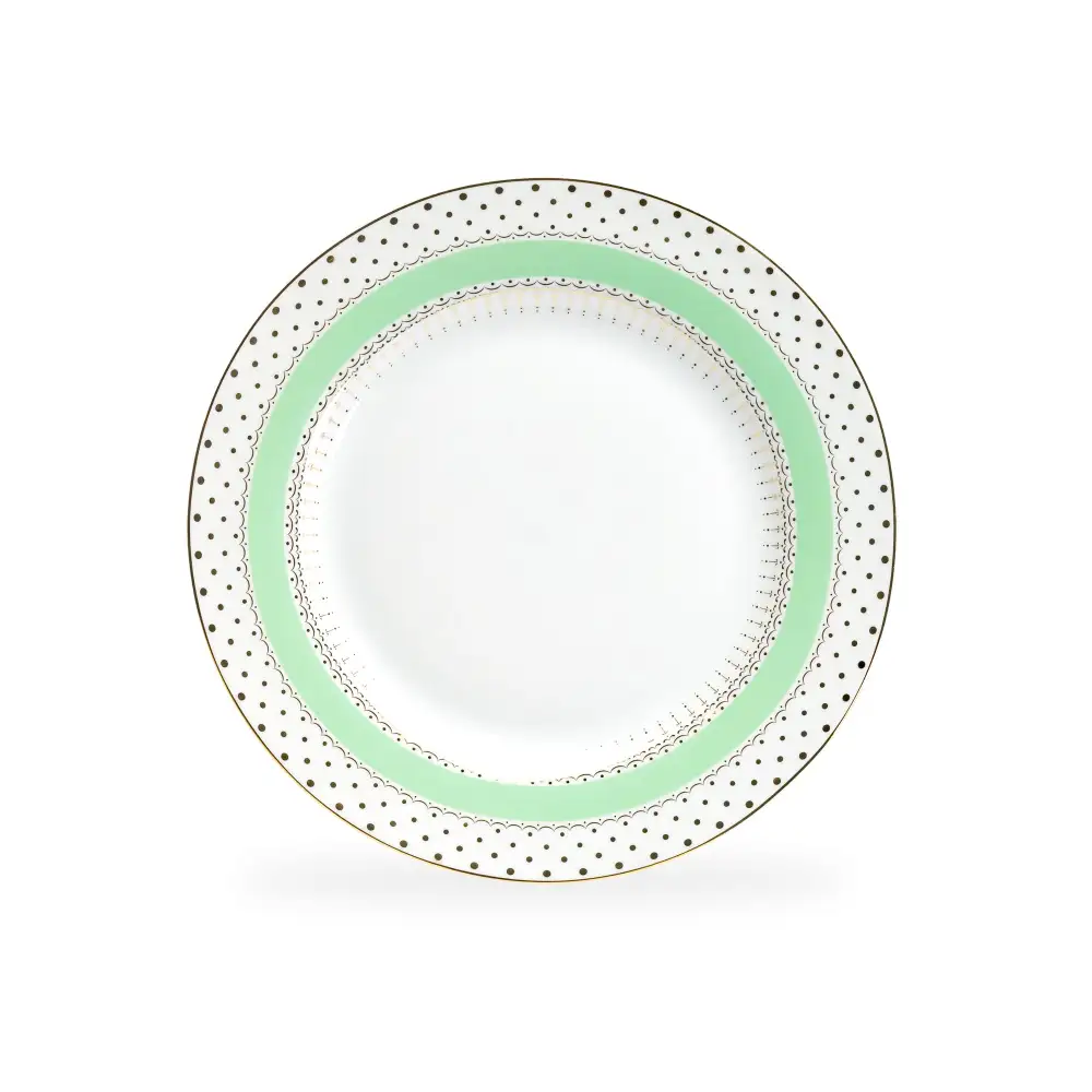 Classic Striped Metallic-Dot Porcelain Dessert Plate