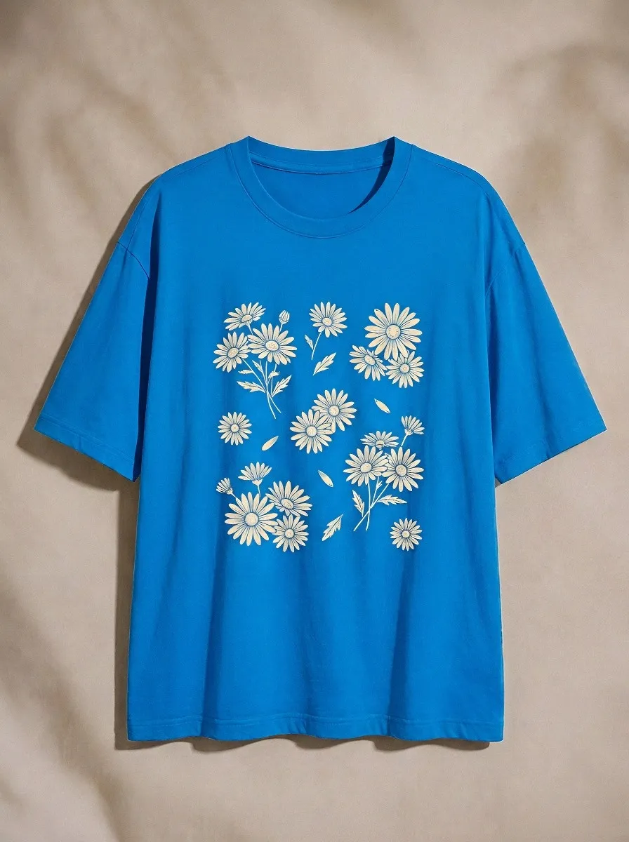 Women's Floral Aesthetic Daisy Printed T-shirt