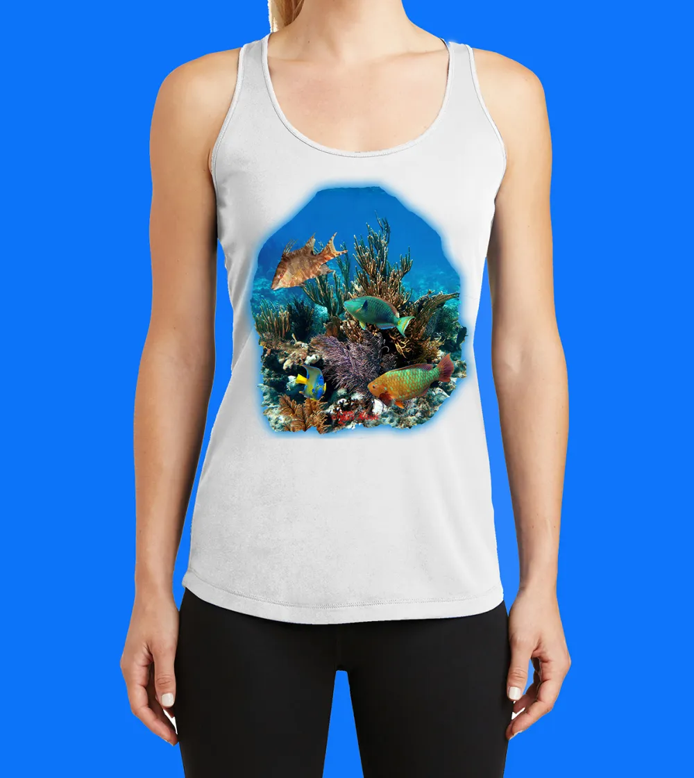 Fish On The Reef Printed Racerback Tank Top