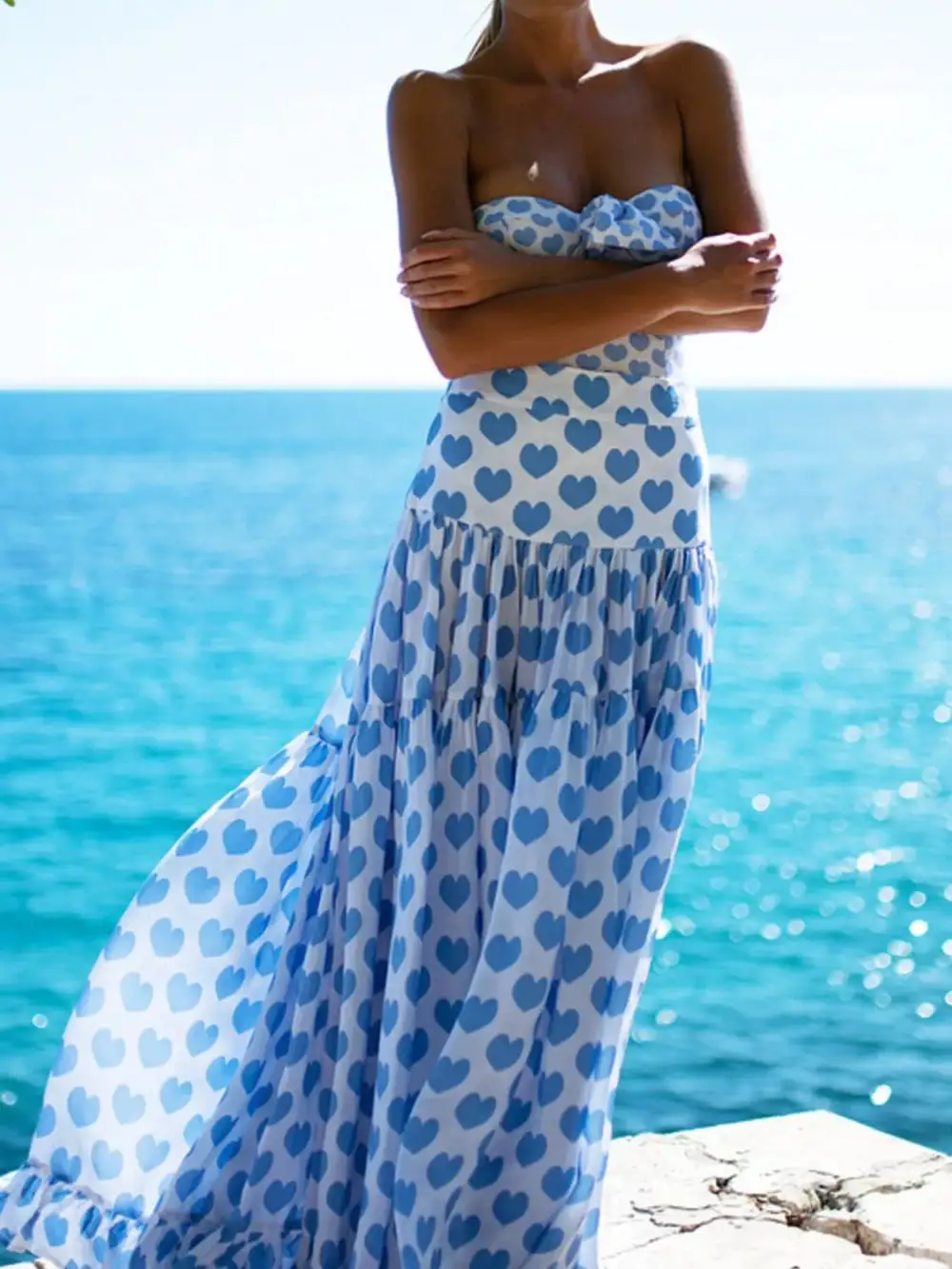 Printed One Piece Skirt Swim Dress