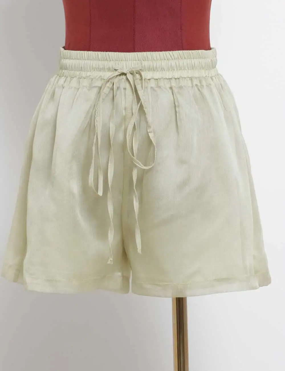 Solid Color Elastic Waist Drawstring Wide Leg Shorts