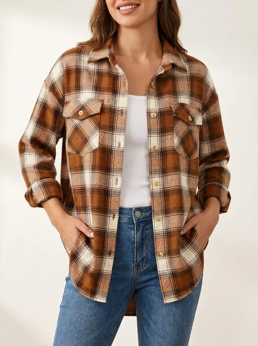 Autumnal Plaid Plaid Long-Sleeve Shirt