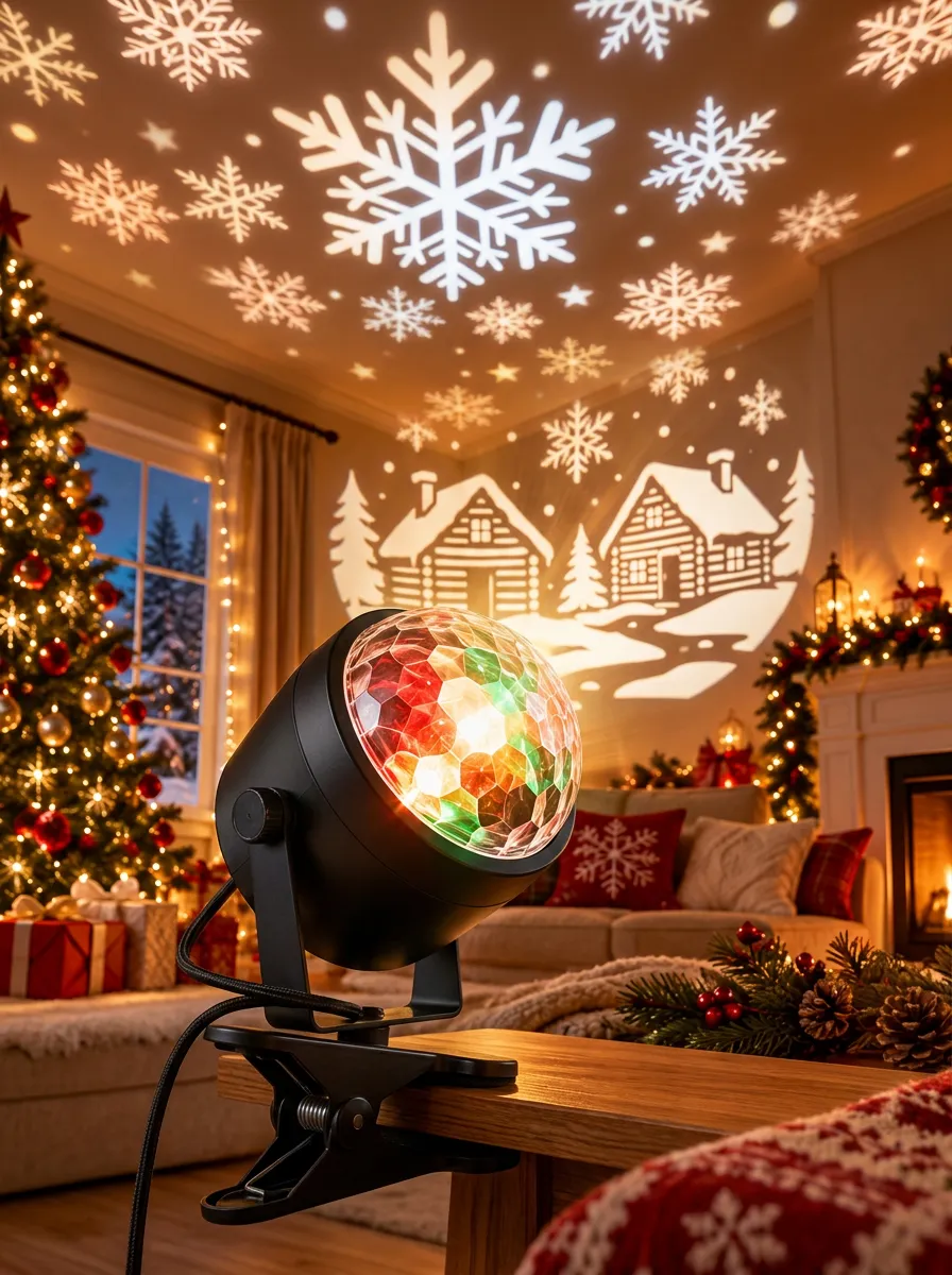 Snowflake Cabin Christmas LED Light Projector