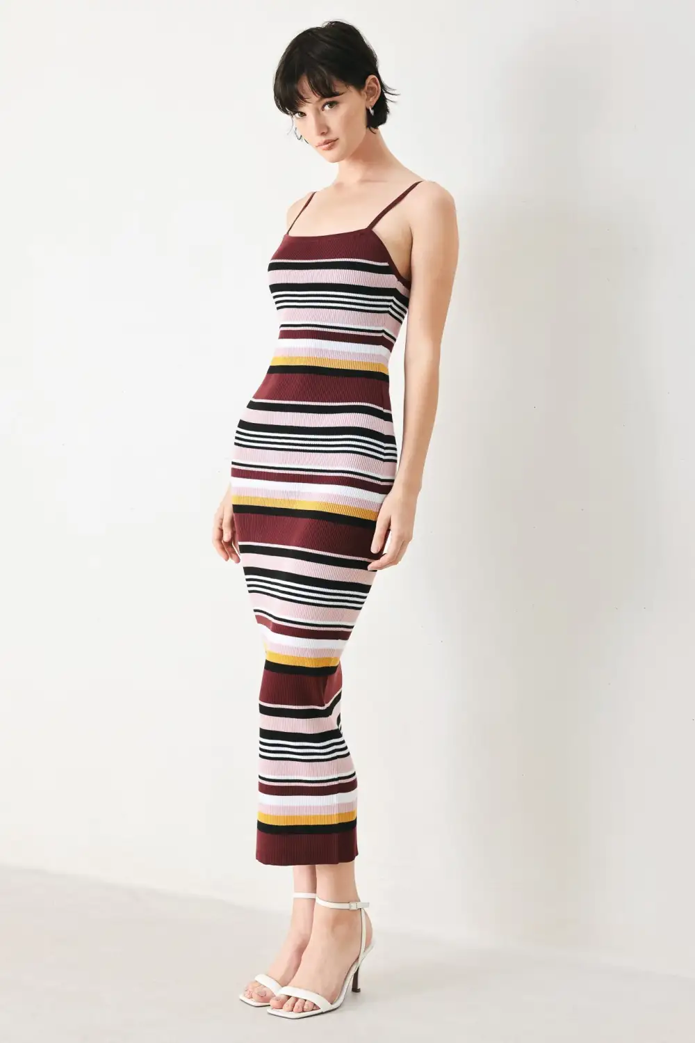 Knit Striped Midi Dress