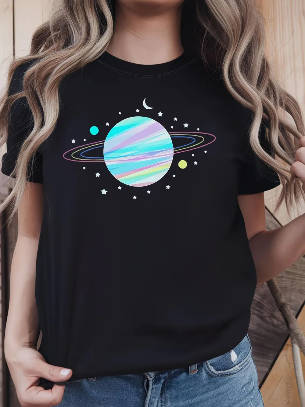 Watercolor Style Saturn Tee