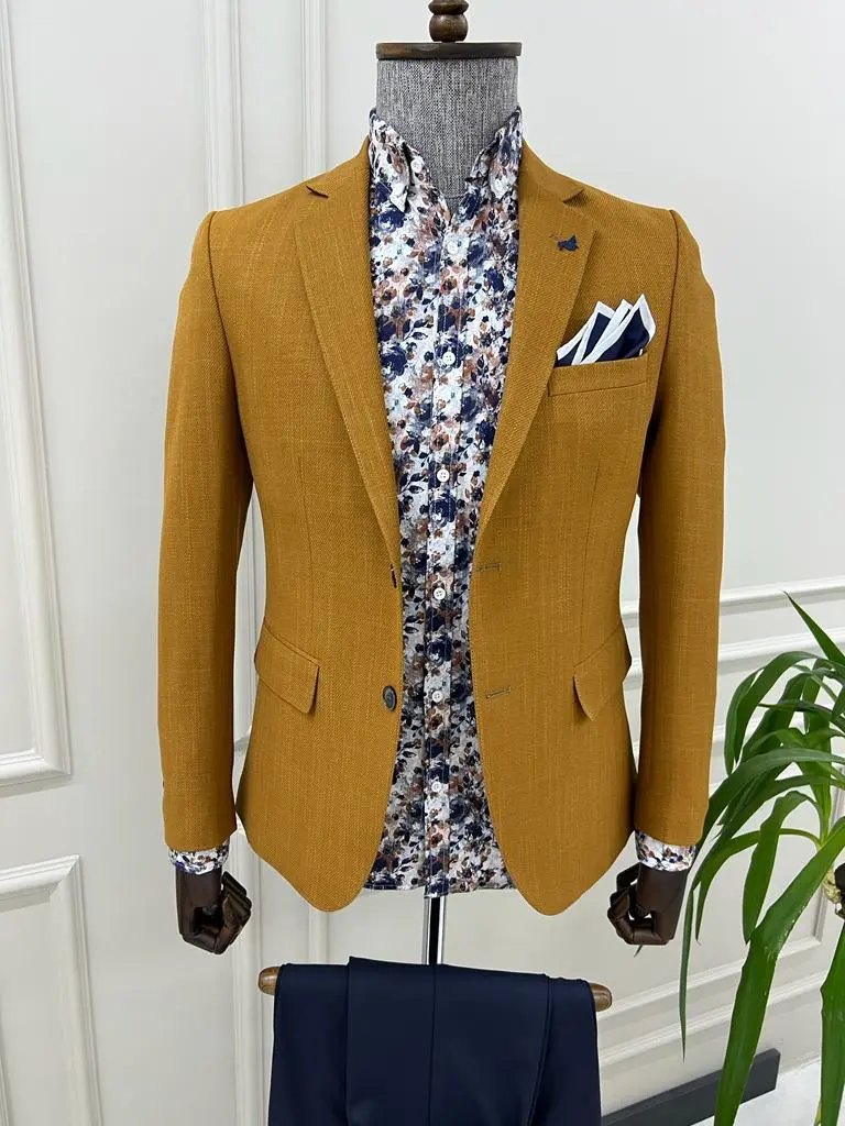 Contemporary Slim Fit Mono Collar Blazer