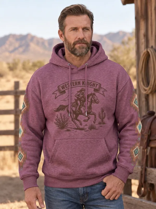 Range Rider Horse Aztec Artwork Men's Western Sweatshirt