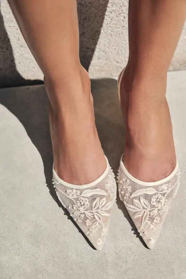 Bridal Beaded Embroidered Mesh Pointed