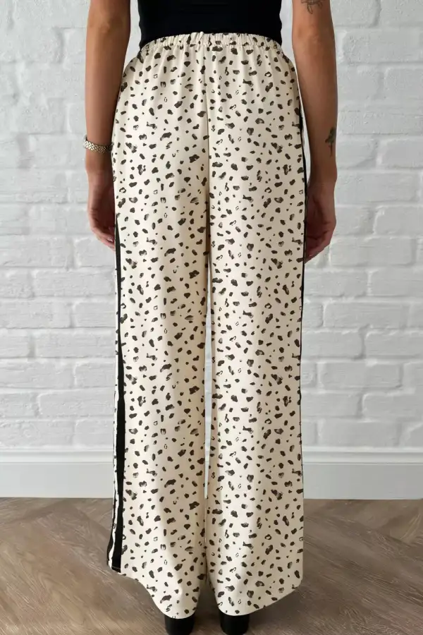 Sequin Leopard Print Drawstring Side Stripe Pants
