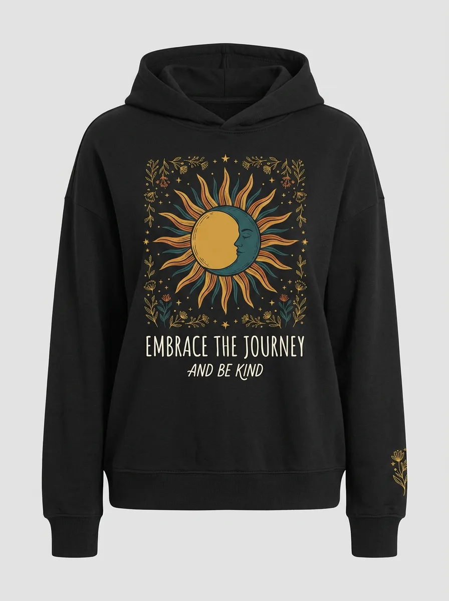 Celestial Sun Moon Floral Hoodie