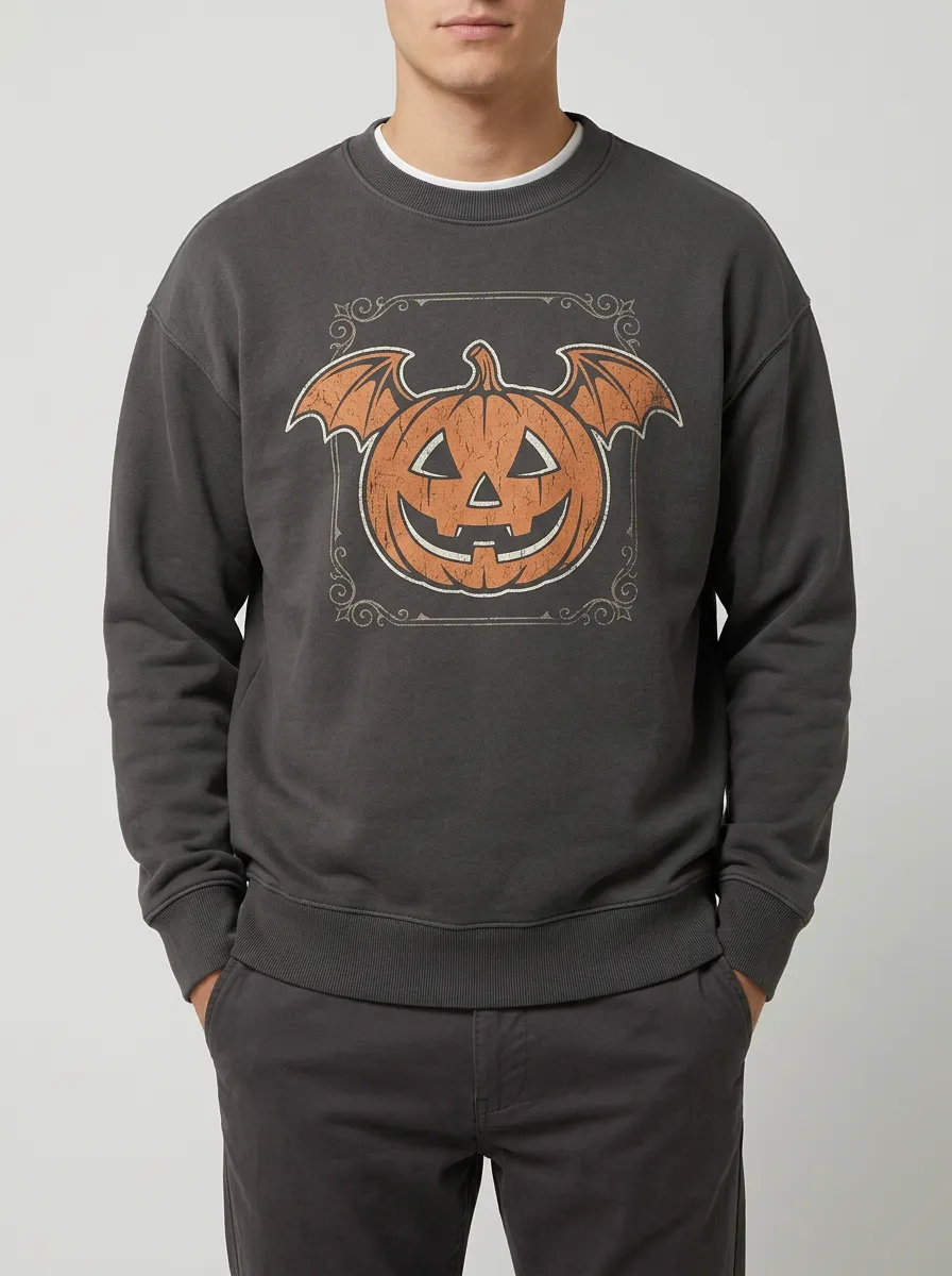 Men's Halloween Bat Pumpkin Sweatshirt