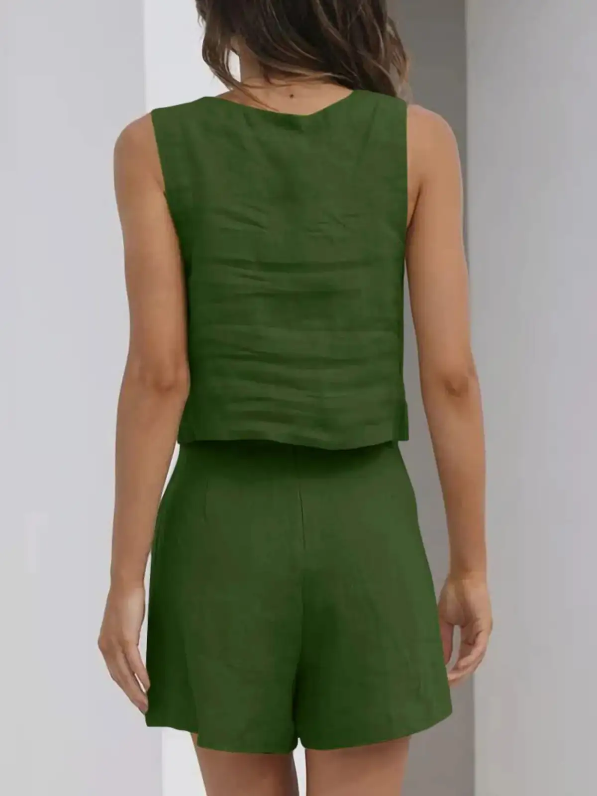 Square-Neck Shorts Matching Set