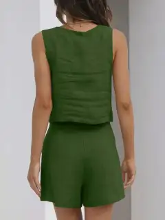 Square-Neck Shorts Matching Set