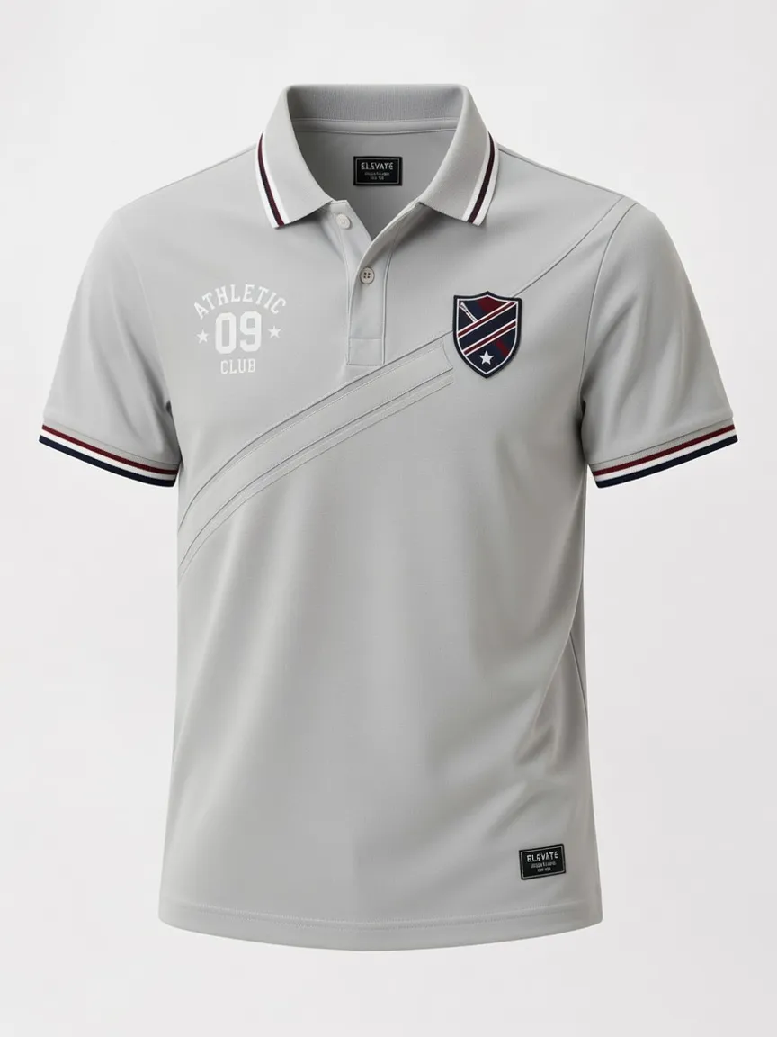 Men's Athletic Club 09 Shield Logo Printed Polo Shirt