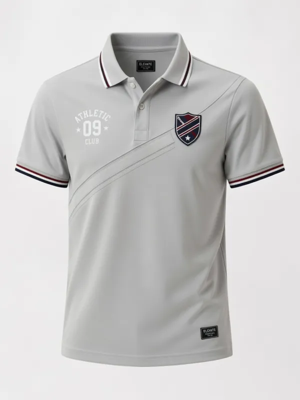 Men's Athletic Club 09 Shield Logo Printed Polo Shirt