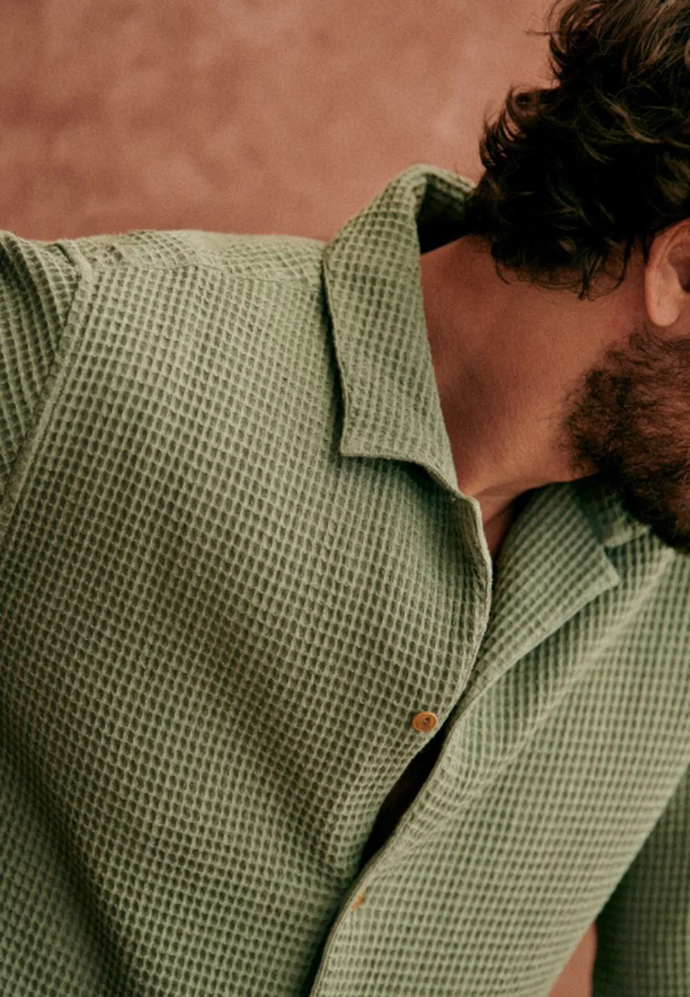 Rust Red Seersucker Textured Short Sleeve Shirt