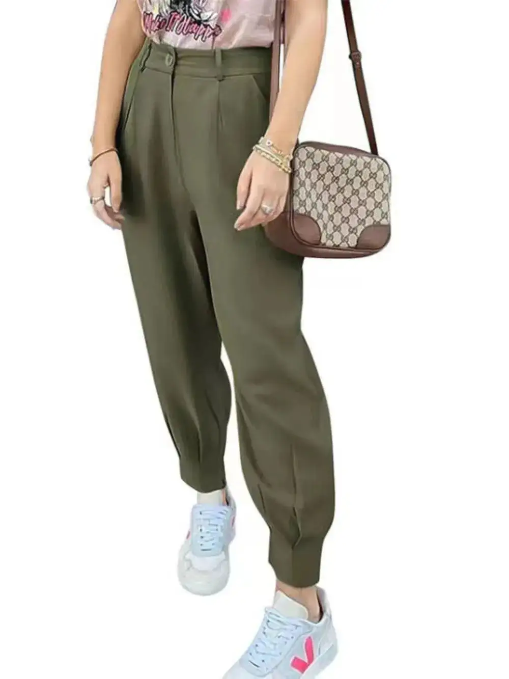 Textured High Waist Pocket Detail Pants