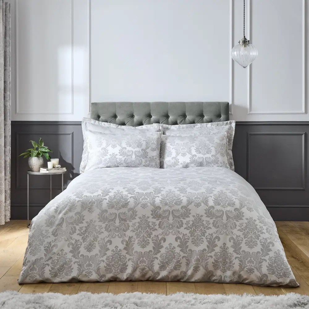 Woven Damask Cotton Duvet Cover Set