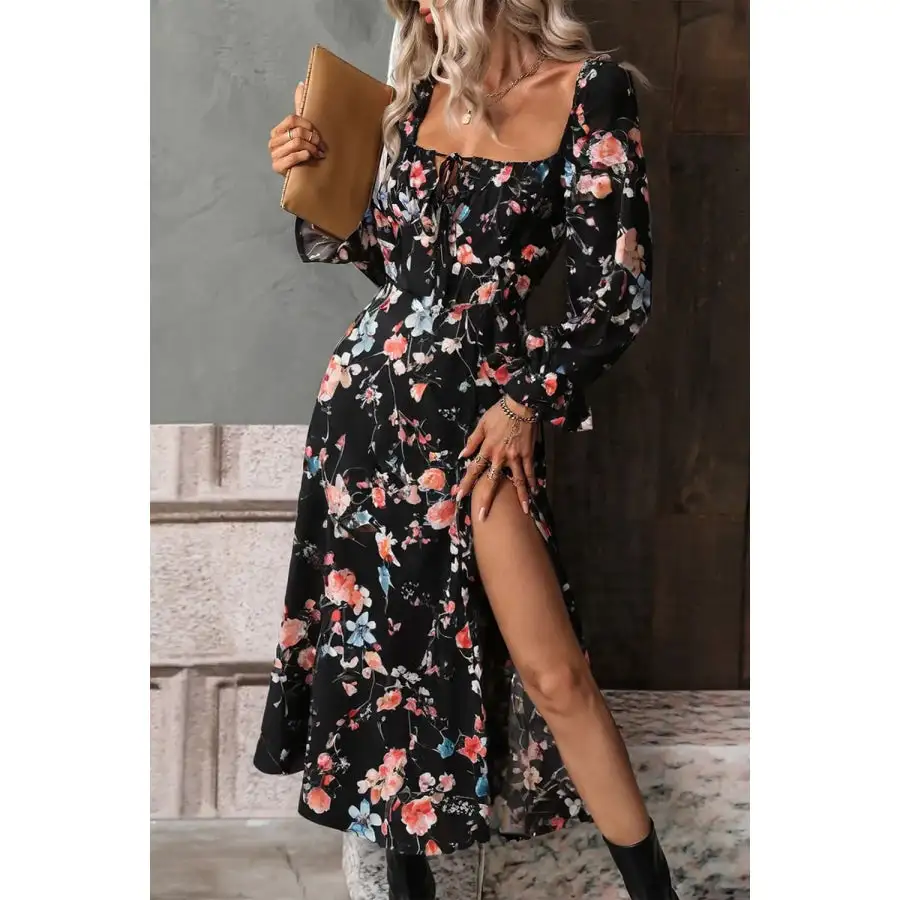 Flounce Sleeve Midi Dress