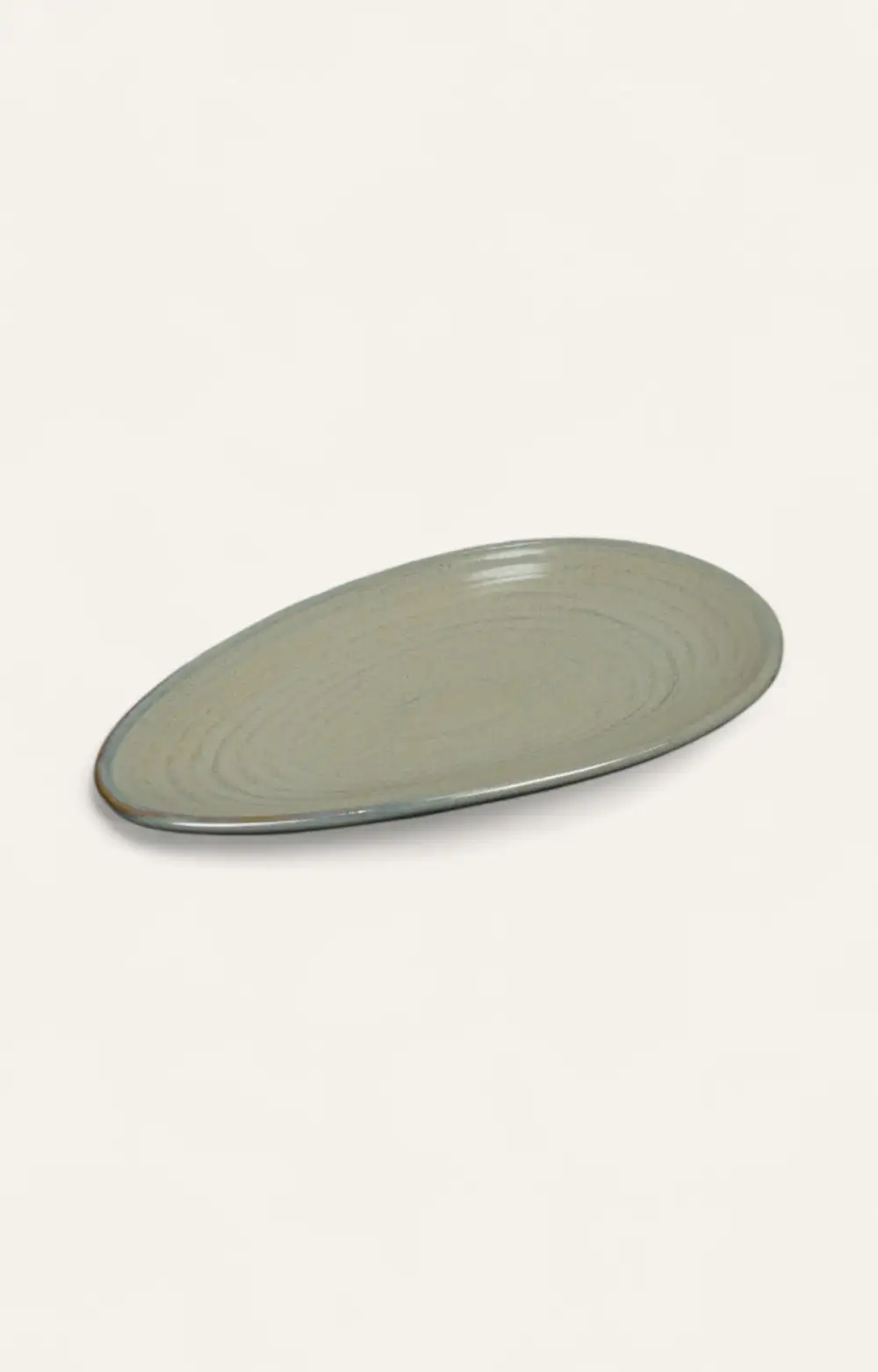 Swirl Glaze Egg Shape Ceramic Platter