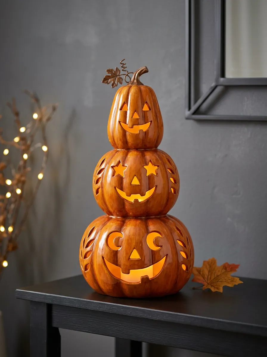 Gothic-Inspired Jack-O-Lantern Halloween Pumpkin Light