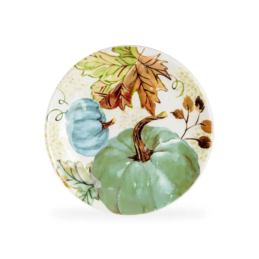 Fall Pumpkins Leaves Ceramic Dessert Plate