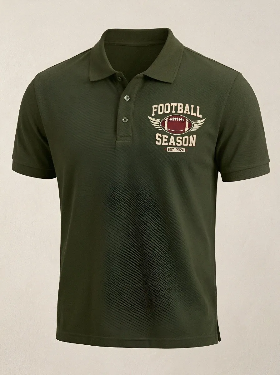 Men's Football Season Winged Ball Printed Polo Shirt