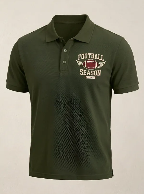 Men's Football Season Winged Ball Printed Polo Shirt