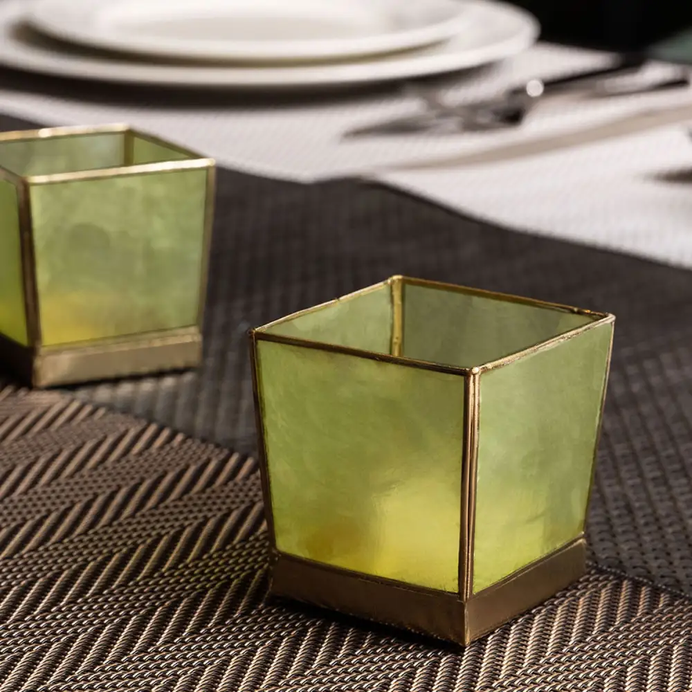 Green Shell Candle Holder Decorative Accent
