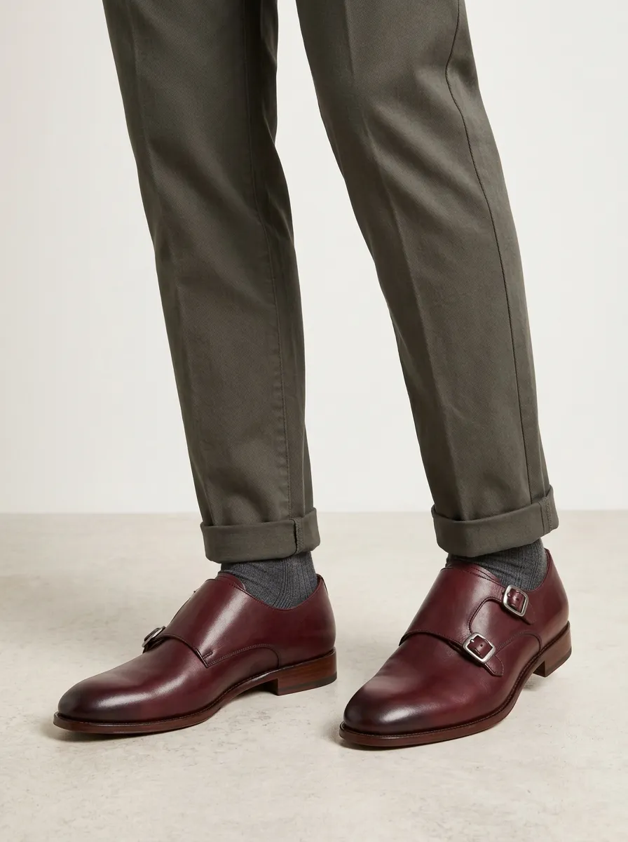 Men's Everyday Leather Double Monk Strap Dress Shoes