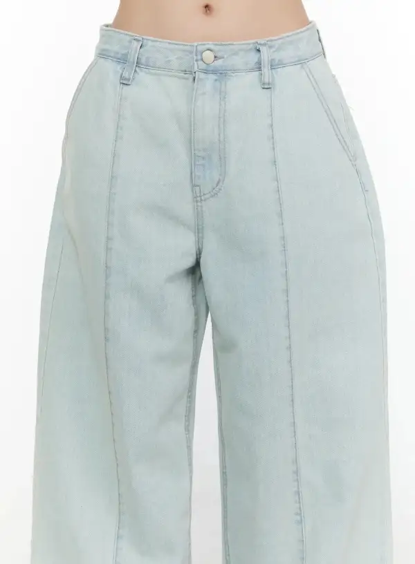 Pocketed Casual Wide Leg Jeans