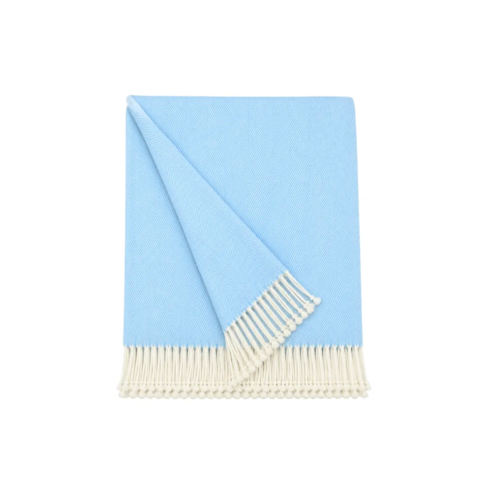 Classic Cotton-Blend Herringbone Throw