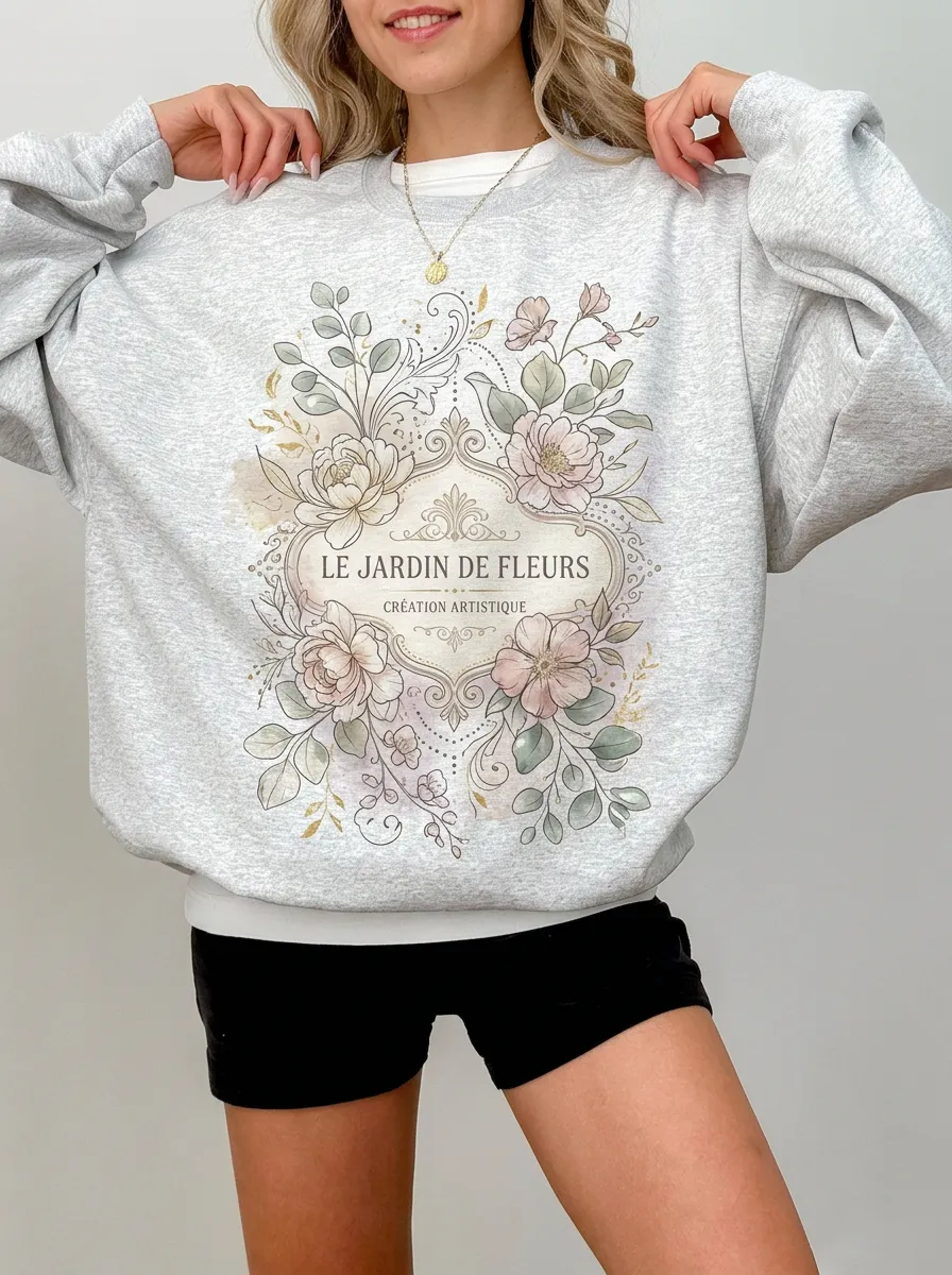 Women's French Floral Le Jardin De Fleurs Printed Sweatshirt