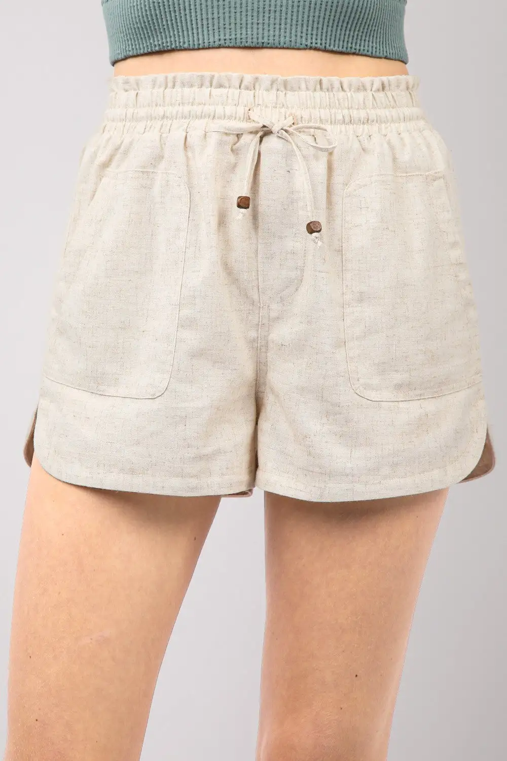 Boutique Elastic Waist Drawstring Waist Shorts