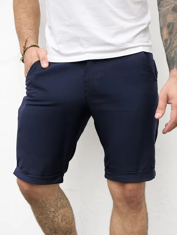 Navy Blue Stretch Shorts