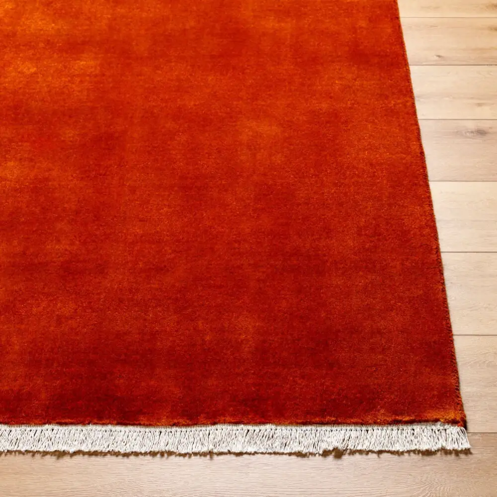 Hand-Loomed Wool Fringe Square Carpet