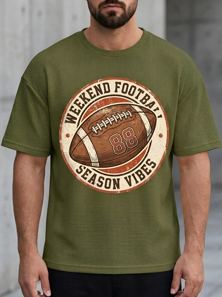 Men's Football Lover Weekend Season Vibes Printed T-Shirt