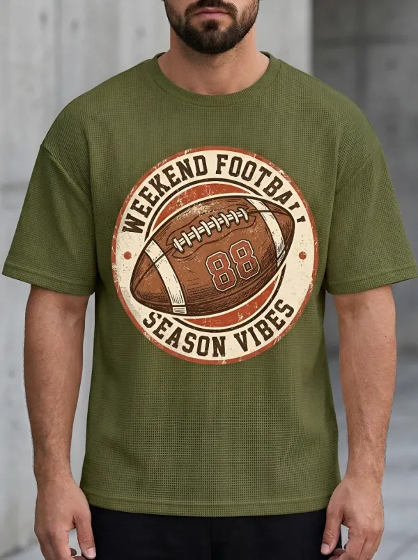Men's Football Lover Weekend Season Vibes Printed T-Shirt