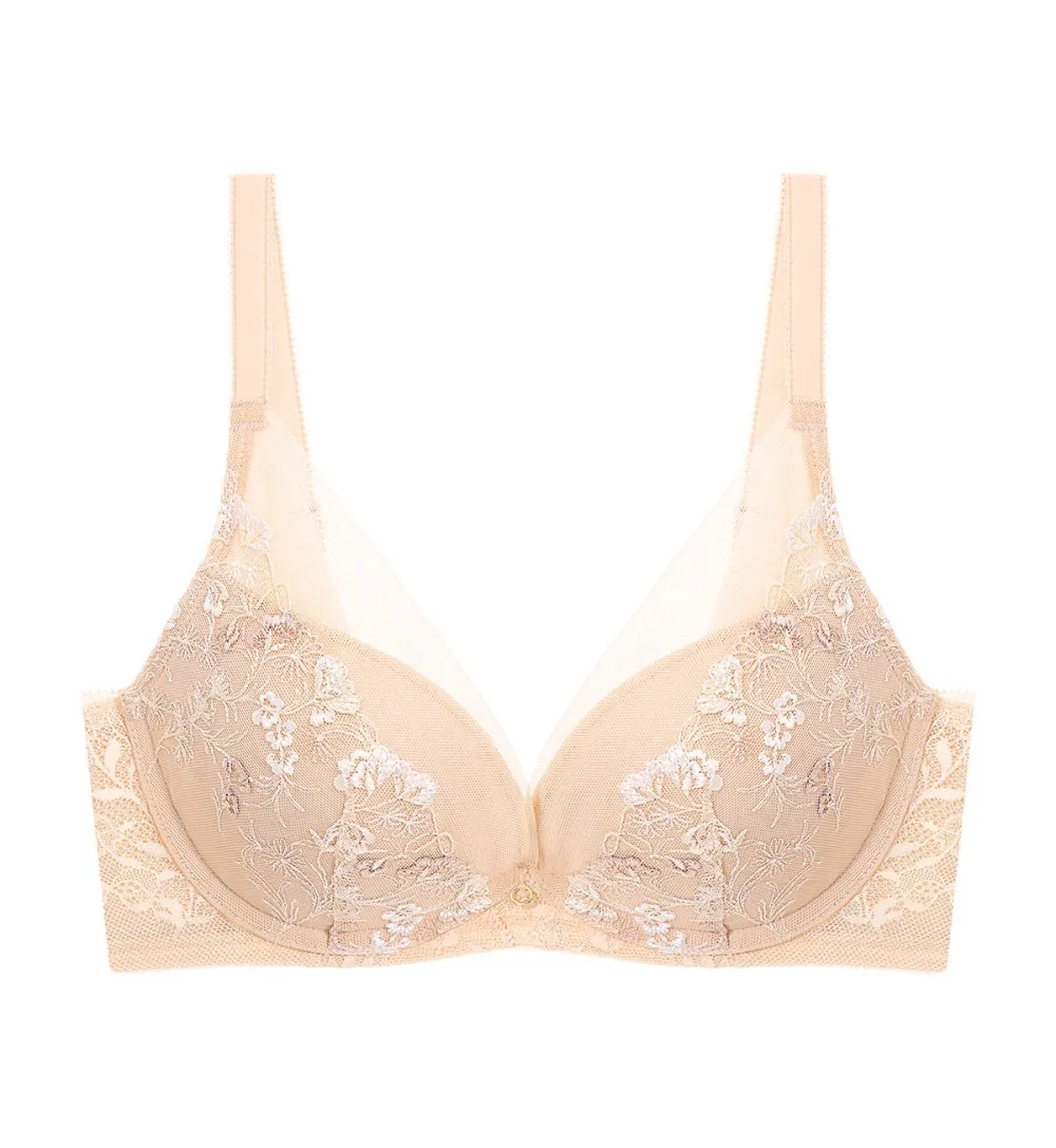 Women's Supportive Wired Deep-V Push-Up Lace Cooling Bra