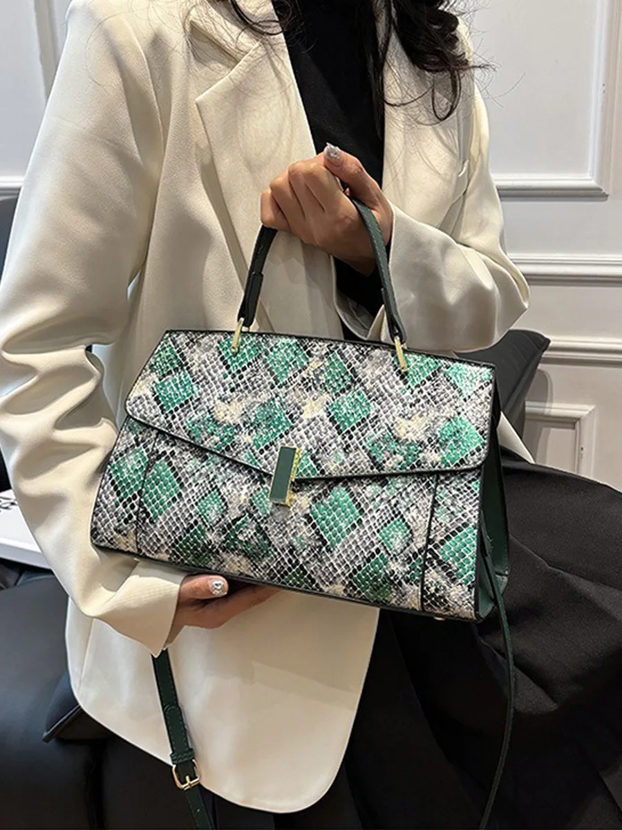 Penelope Snakeskin-Patterned Handbag