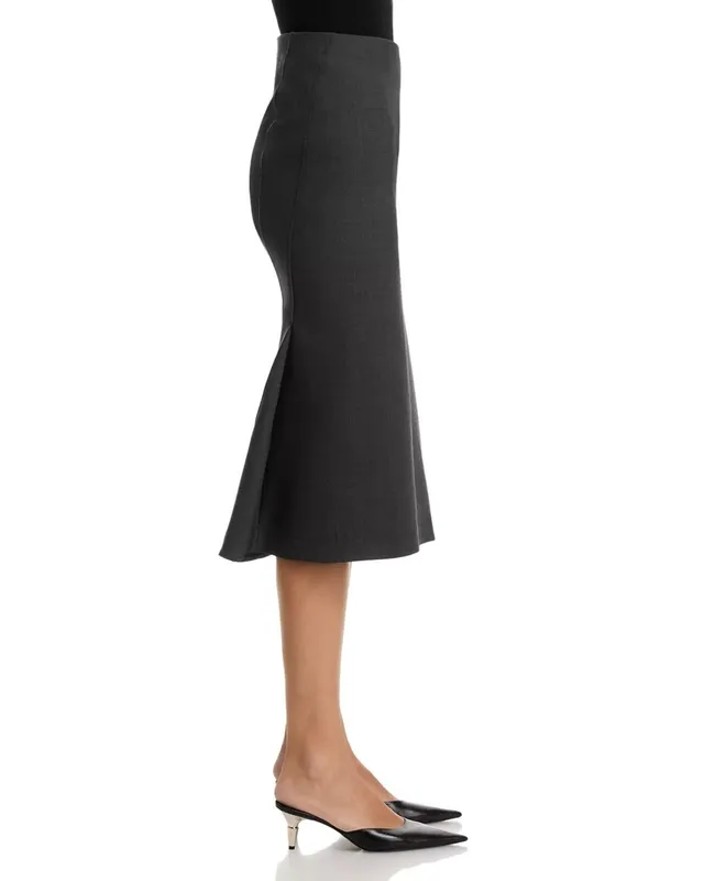 Wool Blend Scuba Knit Crepe Skirt