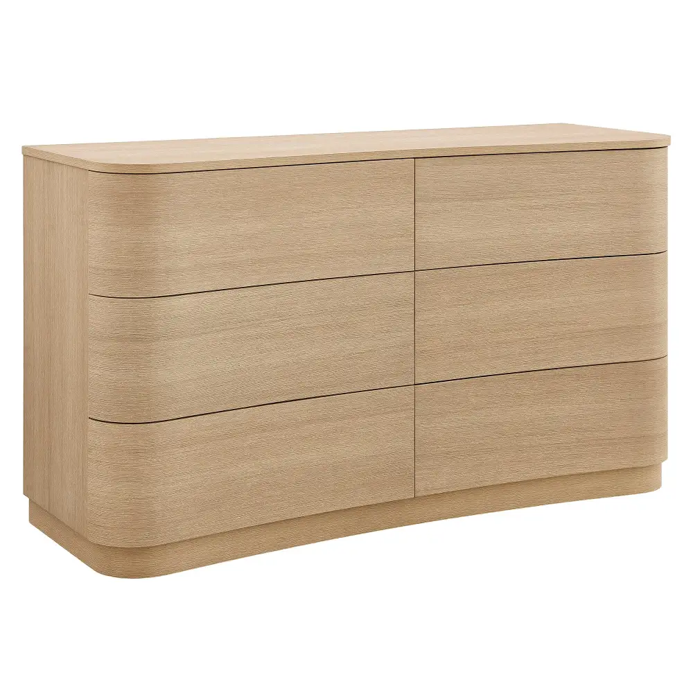 Wall Mounted Six Drawer Curved Dresser