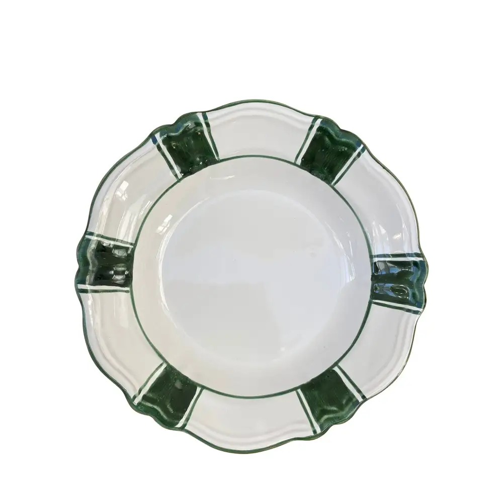 Hand-Painted Striped Ceramic Pasta Bowl