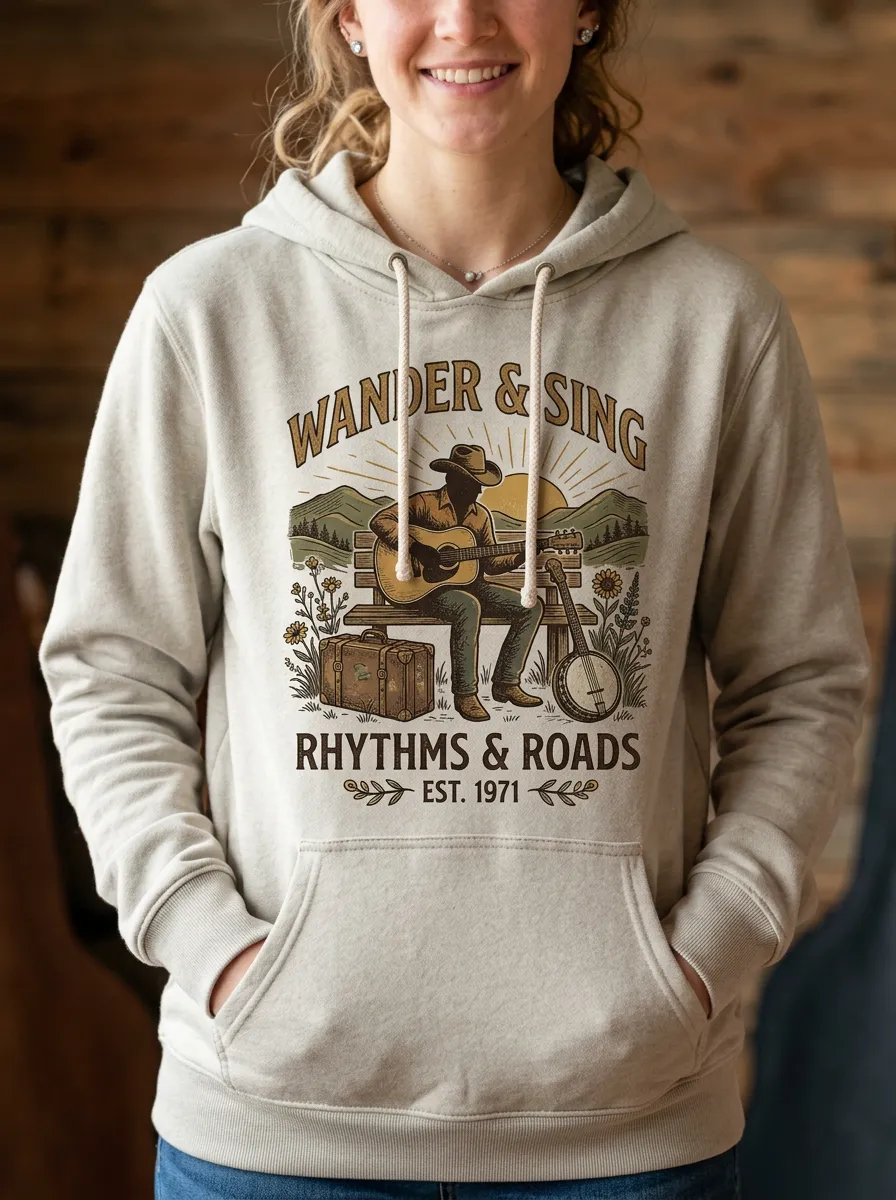 Americana Guitar Country Music Graphic Hoodie