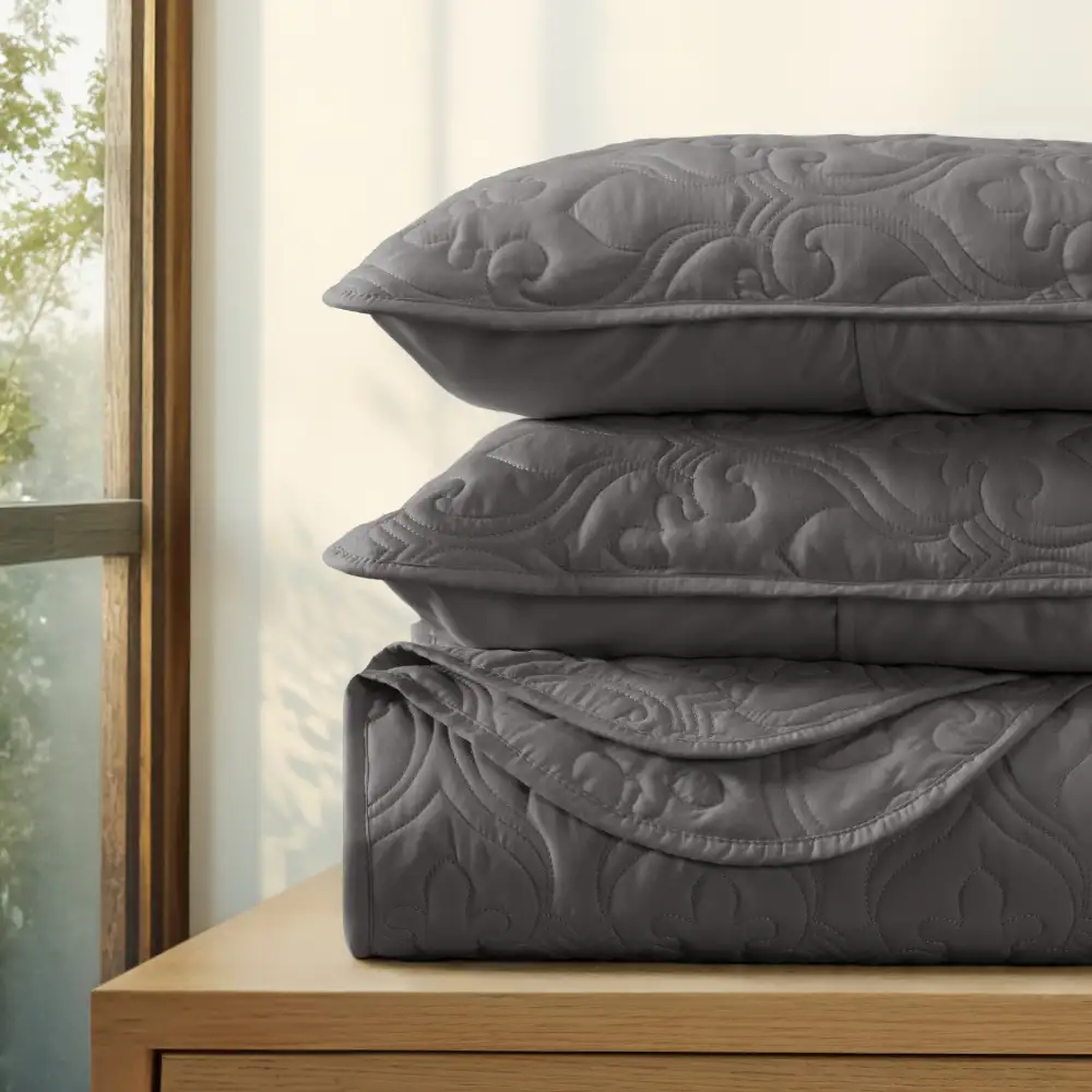 Damask Quilted Coverlet Set