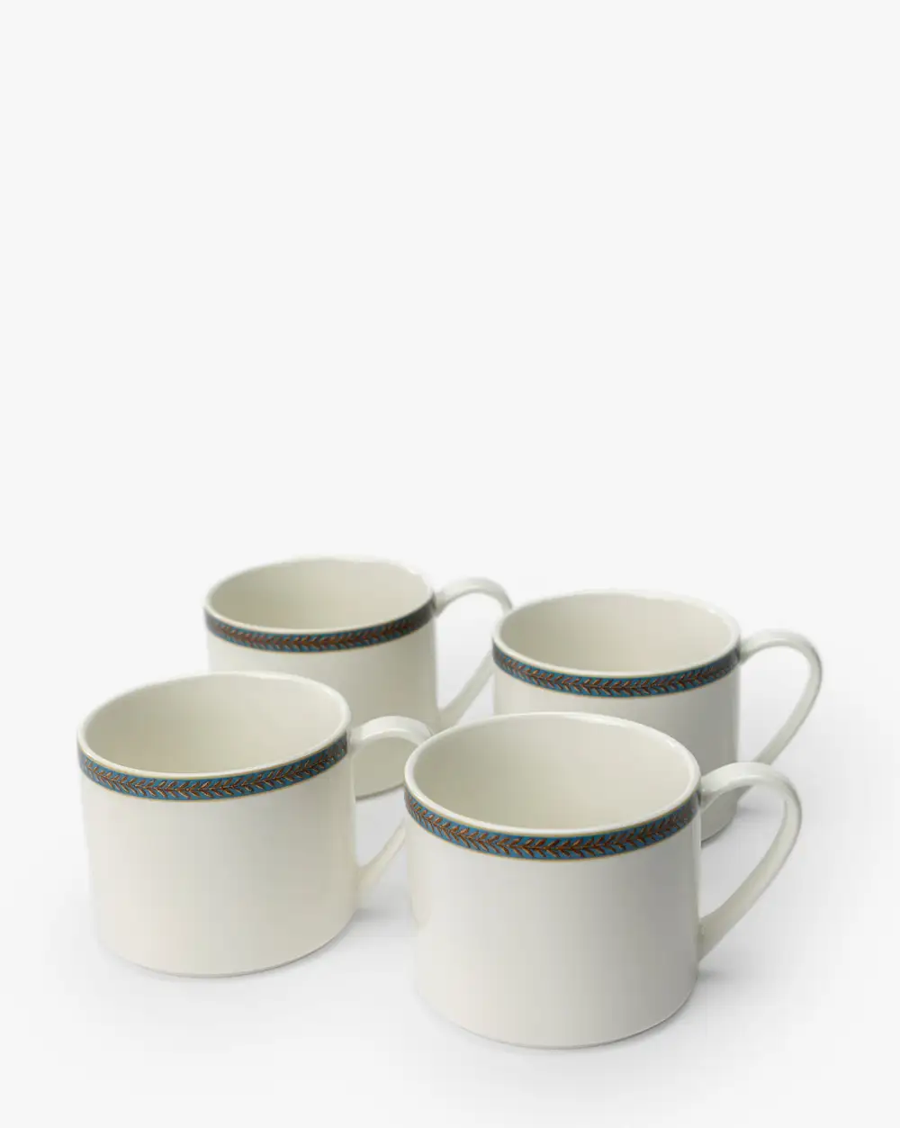 Leaf-Detail Porcelain Mug Set